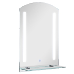 kleankin Espejo de Baño con Luz LED 16W Interruptor Táctil y Estante Inferior Cable de 1m Marco de Aluminio 70x50x2,7 cm Plata(c-2)