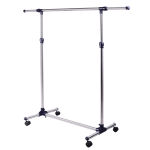 HOMCOM Colgador de Ropa Perchero Acero INOX Colgador Ropa 4 Ruedas Alto y Largo Regulables 86-160 x 45 x 95-170cm
