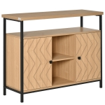 HOMCOM Aparador para Comedor Cocina con Estantes Abiertos 2 Puertas y Baldas Ajustables Estilo Moderno Gran Almacenaje para Sala de Estar 100x35x80 cm Roble