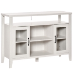 HOMCOM Aparador Buffet de Cocina Alacena de Almacenaje con Botellero Cajón Estante Abierto y 2 Armarios con Puertas de Cristal Moderno para Comedor 100x33x80 cm Blanco(c-3)