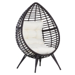 Outsunny Poltrona de Exterior de Vime com Almofada Estilo Moderno Forma de Lágrima Acolchoada Encosto 101x89x156 cm Carga 160kg Marrom e Bege