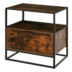 HOMCOM Mueble Auxiliar de Estilo Industrial Retro con Gran Cajón Estante Abierto Superficie Espaciosa Marco de Metal Mesa Multifuncional 73x45,5x76 cm