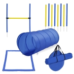 PawHut Set Entrenamiento Agility Agilidad Perros Salto Tunel y Slalom Azul Amarillo