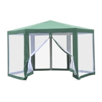 Outsunny Carpa Gazebo tipo Cenador Hexagonal con Mosquitera para Jardín y Terraza Ø3,9 m Material de Poliéster Repelente al Agua (Crema)(c-3)