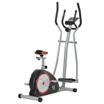 HOMCOM Bicicleta Elíptica de Fitness con Volante de Inercia 6kg Resistencia Magnética Ajustable Sillín Regulable Pantalla LCD Pulsómetro 130x68x162 cm Negro y Plata