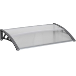 Outsunny Marquise de Proteção 110x60cm Marquise Exterior para Portas e Janelas contra o Sol e Chuva com Suporte de PP Policarbonato Cinza