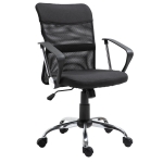 Vinsetto Silla de Oficina Ergonómica Silla de Escritorio Basculante y Giratoria con Altura Ajustable del Asiento Reposabrazos y Ruedas 57x57x93-103 cm Negro(c-1)