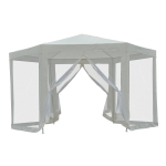 Outsunny Carpa Gazebo tipo Cenador Hexagonal con Mosquitera para Jardín y Terraza Ø3,9 m Material de Poliéster Repelente al Agua (Crema)(c-1)