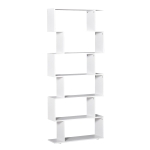 HOMCOM Estanteria Libreria 6 Estantes Madera Forma S 80x24x191 cm Estantes Color Blanco