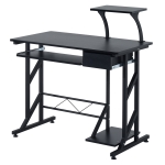 HOMCOM Escritorio con 1 Cajón y Bandeja para el Teclado Mesa de Ordenador PC para Hogar Escuela y Oficina Mobiliario Despacho 90x50x95cm Negro