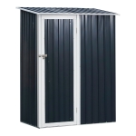 Outsunny Cobertizo de Acero 1,27㎡ 143x89x186 cm Tipo Caseta de Jardín Galvanizado Almacén para Herramientas con Techo Inclinado y Una Puerta para Terraza Exterior Gris