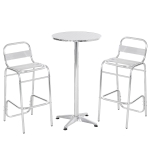 Outsunny Set Tavolino con 2 Sgabelli Alto da Esterno e Interno in Alluminio e Acciaio