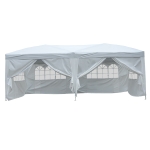 Outsunny Carpa Plegable en Acordeon 4 Paneles laterales 2 Cortinas +Bolsa Transporte 5,91x2,97x2,55 m Blanco