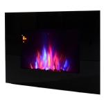 HOMCOM Chimenea Eléctrica de Pared 1000/2000W con Mando a Distancia 90x9.5x56cm Negro