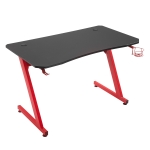 HOMCOM Mesa Gaming 120x65x74,5 cm Escritorio Ergonómico Gaming desk para Computadora PC con Portavasos Gancho para Auriculares y Pies Ajustables Efecto de Fibra de Carbono Rojo