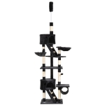 PawHut Árbol Rascador para Gatos Rascador de Gatos Barato con Altura Ajustable Múltiples Plataformas Cuevas Cestas y Escaleras de Sisal Natural y Felpa 60x45x240-260 cm Gris Oscuro(c-2)