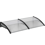 Outsunny Marquise de Proteção 200x96x27 cm Marquise Exterior para Portas e Janelas contra o Sol e Chuva com Suporte de PP Policarbonato Transparente