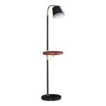 HOMCOM Lampa de Podea cu Etajera de Ф29,5 cm, Lampa de Podea pentru Salon Compatibila - Negru si Auriu