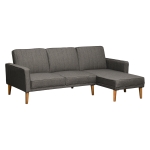 HOMCOM Canapea extensibila de colt cu peninsula din lemn si material textil culoare gri