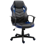 Vinsetto Scaun de Gaming Fotoliu de Birou Rotativ cu Roti din Piele ecologica Negru si Albastru