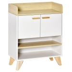 HOMCOM Mobilier multifunctional cu dulap cu 2 usi si compartimente deschise, din lemn, alb