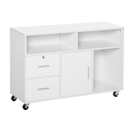 HOMCOM Mobilier Suport Imprimanta cu Sertare Dulapior Multifunctional Alb