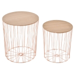 HOMCOM Set 2 Masute Container pentru Living, Masute de Cafea pentru Living si Dormitor cu Blat Detasabil - Lemn