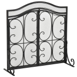 HOMCOM Paravan pentru Semineu din Metal Negru cu 2 Usi 88x30x89cm