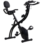 HOMCOM Bicicleta Magnetica Pliabila de Camera din Otel Negru cu Benzi Elastice