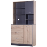 Homcom Mobilier de Bucatarie 4 Rafturi in Lemn, Stejar si Negru, 90x39x169cm