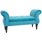 Homcom Chaise Captusita Stil Vintage cu Cotiere Tapitate si Cadru din Lemn, Albastru deschis 117x40x58Hcm