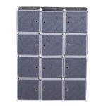 Homcom Dulap Haine Modular 12 Cuburi DIY in PP Alb si Negru 111x47x145cm