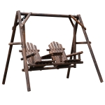 Outsunny Dondolo da Giardino 2 Posti con Tavolino Centrale Struttura in Legno a Doghe