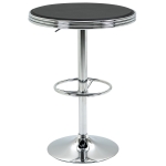 HOMCOM Masa Moderna de Bar sau de Bucatarie Rotunda din Metal si Imitatie de Piele Neagra