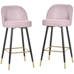 HOMCOM Scaune de bar sau bucatarie Design Set 2 Piese Roz Negru si Auriu