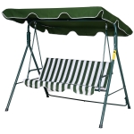 Outsunny Balansoar de Gradina 3 Locuri cu Dungi Verde Alb con Copertina Parasolar