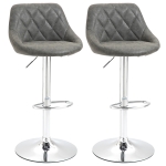 HOMCOM Set 2 Scaune de Bar Pivotante Reglabile in Inaltime din Imitatie de Piele Gri
