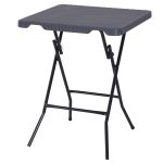 Outsunny Masa Pliabila de Exterior Efect Rachita cu Structura din Metal, Neagra si Maro 60 x 60 x 74 cm