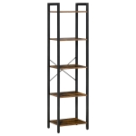 HOMCOM Bibliotecă stil industrial cu 5 rafturi din lemn și oțel, 40x30x154cm - Maro rustic