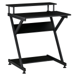 HOMCOM Masa Suport PC Economiseste Spatiu cu Raft Inaltat Monitor 70x60x85.5cm, Lemn Negru