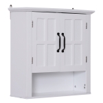Homcom Dulapior 2 Rafturi de Montat pe Perete de Perete Bucatarie Baie Lemn 60x19,8x58cm Alb