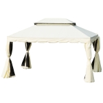 Foisor Outsunny cu Acoperis dublu, Plasa de tantari, Perdele laterale, culoare crema alba 3x4m