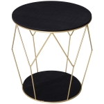 Homcom Masuta Rotunda Design Geometric din Metal si MDF Negru si Auriu