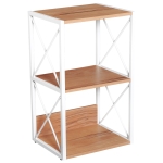 Homcom Mobilier Rastel Librarie 3 Rafturi cu Schelet in Otel Alb si Rafturi in Lemn 40x35x72.5cm