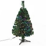 Homcom Brad de Craciun Artificial cu 55 Ramuri din Fibra Optica 60cm, Verde