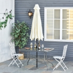 Outsunny Masa pentru Gradina din Metal si Sticla cu Orificiu pentru Umbrela120x80x70cm