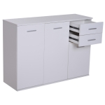 Homcom Dulapior cu 3 Usi si 2 Sertare in Lemn Granulat, Alb, 106x35x76cm
