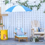 Outsunny Set Sezlong de Plaja pentru Copii, cu Umbrela Alba si Albastra
