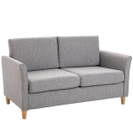 Homcom Canapea Doua Locuri cu Invelis in Lin Gri si Schelet in Lemn 65 x 141 x 78cm