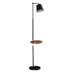 HOMCOM Lampa de Podea in Stil Vintage cu Etajera, Lampa de Podea Compatibila Metal - Negru/Auriu
